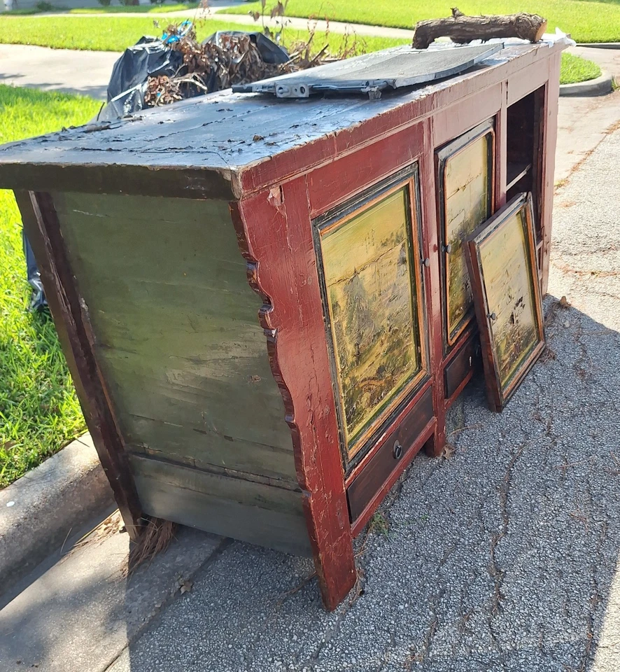 Antiguo aparador Gansu pintado a mano 89" buffet chino asiático mongolia Foto 3 de 4