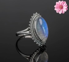 Moonstone Gemstone 925 Sterling Silver Ring Handmade Jewelry Gift For Valentine