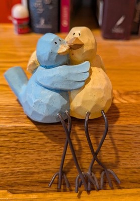 Plaster Lovebird Couple With Metal Bendable Legs