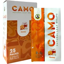 Camo Natural Leaf Wraps Honey | 25/5CT Box Display | Tobacco Wraps