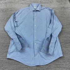 VTG Brooks Brothers Oxford Button Shirt 17 - 33 Blue OCBD French Flip Cuff 90s