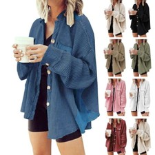 Autumn Single-Breasted Knit Oversized Loose Boyfriend Shirts Jackets for Women