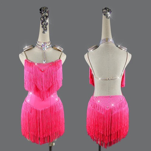 Vestido de baile latino honda flecos falda ropa adulto niño ropa de rendimiento - Imagen 6 de 35