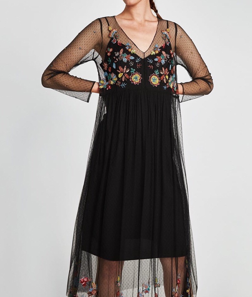 TODAYFUL Embroidery Mesh Dress 黒 TODAYFUL Embroidery Mesh Dress 黒