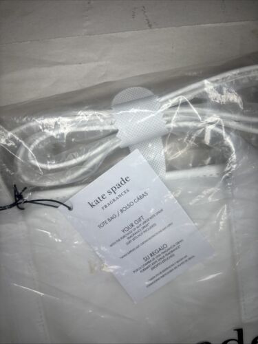 White on White POLKA DOT KATE SPADE FRAGRANCE LG. TOTE BAG New - Picture 3 of 6