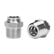Push to Connect Fitting - 304 Stainless Steel Male Straight 1/2" Tube OD x 1/...