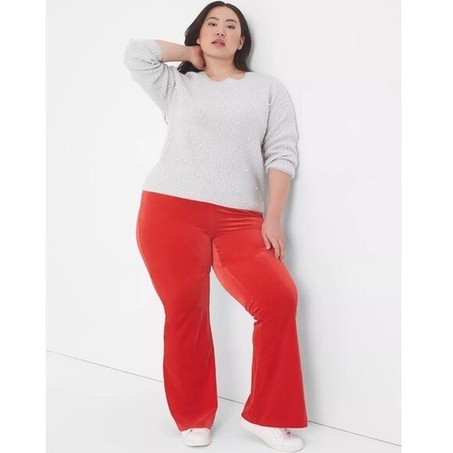 NWT Lane Bryant Velvet Flare Pant In Color - Adrenaline Rush SZ-24 - Picture 2 of 8
