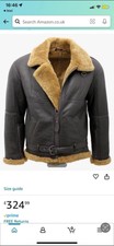 Infinity Mens Brown Raf Real Shearling Sheepskin Flying Leather Jacket Xl