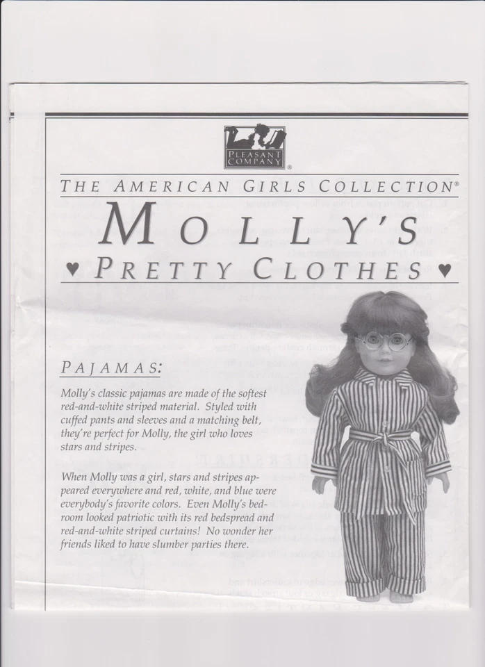 American Girl Doll Molly Clothing Sewing Reprod. Pattern OOP Pleasant Company - Image 4 of 4