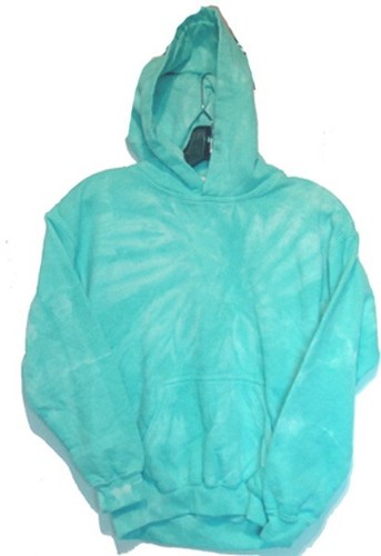 YOUTH KIDS YL TURQUOISE TIE DYE HOODY Hooded Sweatshirt YOUTH LARGE Dyed By Hand - Picture 2 of 4