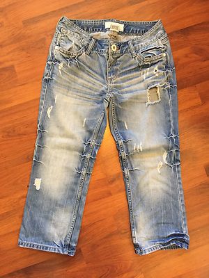 Women's Juniors Size Maurices Destroyed Denim Capri