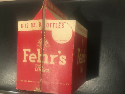 1950 Vintage Fehr's Beer Bottle Empty 6 Pack Cardboard Carton Louisville, KY 