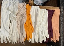 8 pair vintage ladies Longer length gloves Some Elbow Length Some Cotton. Nylon
