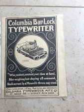 Columbia Bar-Lock Typewriter advertisement thumbnail