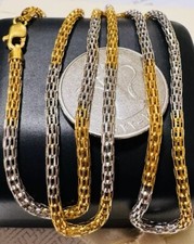 22CT 22KT 916 Dubai Twotone Gold 21.5”/22” Long Snake Chain Necklace 10.8g 3.2mm