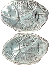 Fish Serving Plates Mesa International Hand Painted Decorative Plates NWT