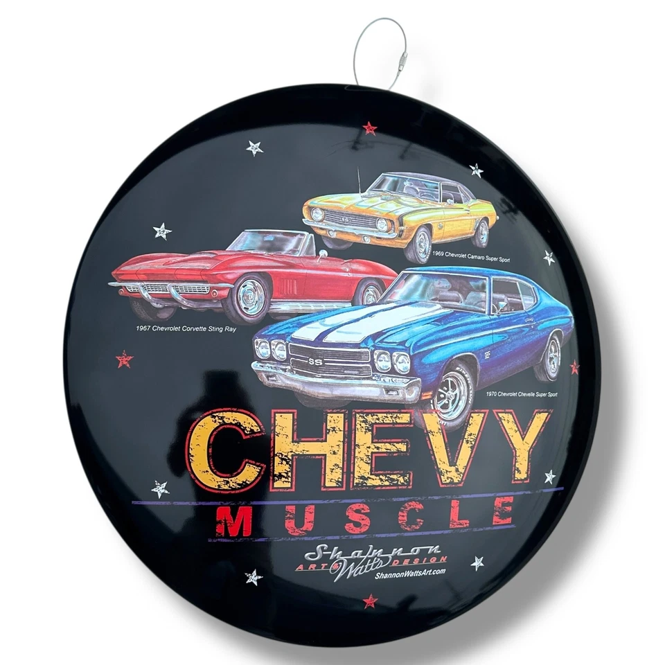 Letrero de cúpula de metal Chevy Muscle Car 15,5" garaje hombre cueva bar sala de juegos decoración de pared Foto 4 de 4