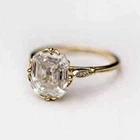 Art Deco Style 4Ct Asscher Cut Lab Created Diamond Engagement Ring 14K Gold FN