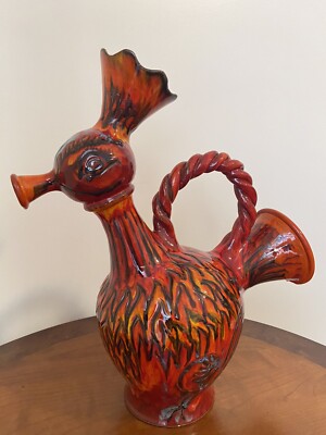 Rooster Kitchen Decor Sculpture Fiat Main French Ceramic Pottery Vallauris