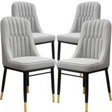 2/4/6 Faux Leather Dining Chairs Upholstered seat with Metal Legs Kitchen Chairs