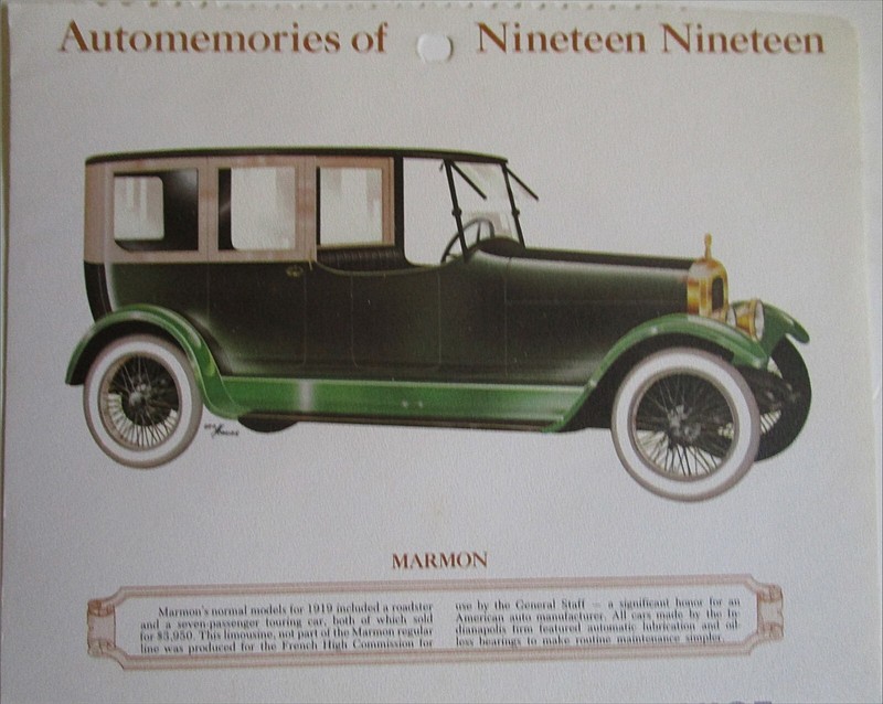 1919 Marmon Limousine calendar car print (black & green)