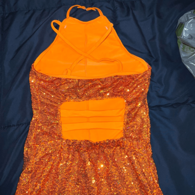 Revolution Rave festival dance disco dress with shorts underneath orange  sequin | eBay