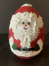 Wooden Santa Claus Hand Decorated Oval Shape 2.5"