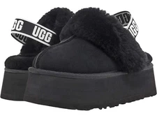 100% UGG Women's Shoes Funkette Slippers High Platform Sandal Black Chestnut