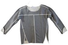 NWT LACOSTE Pierre Argent Lurex LS Sweatshirt Women 34 Gray/Silver 96 Cotton