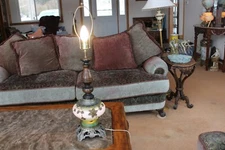 Accurate Faulkenstein 3-Way Vintage Table Lamp Metal Floral Pattern Green 