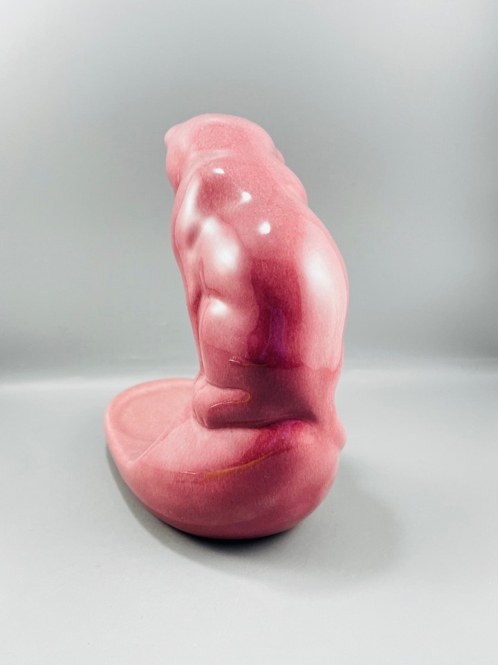 Haeger Ceramic Pink Cat Fish Bowl Holder Sculpture Figurine No Bowl 9