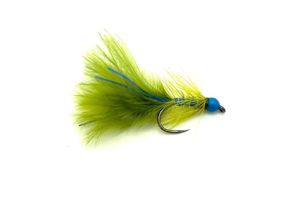 WORLD CLASS FLIES 6 x Bluehead Blue Flash Damsel - Trout Fishing Flies