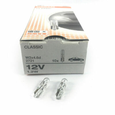 10x OSRAM 2721 12V1.2W W1.2W W2×4.6d T5 OD5MM car light singal lamps For VOLVO