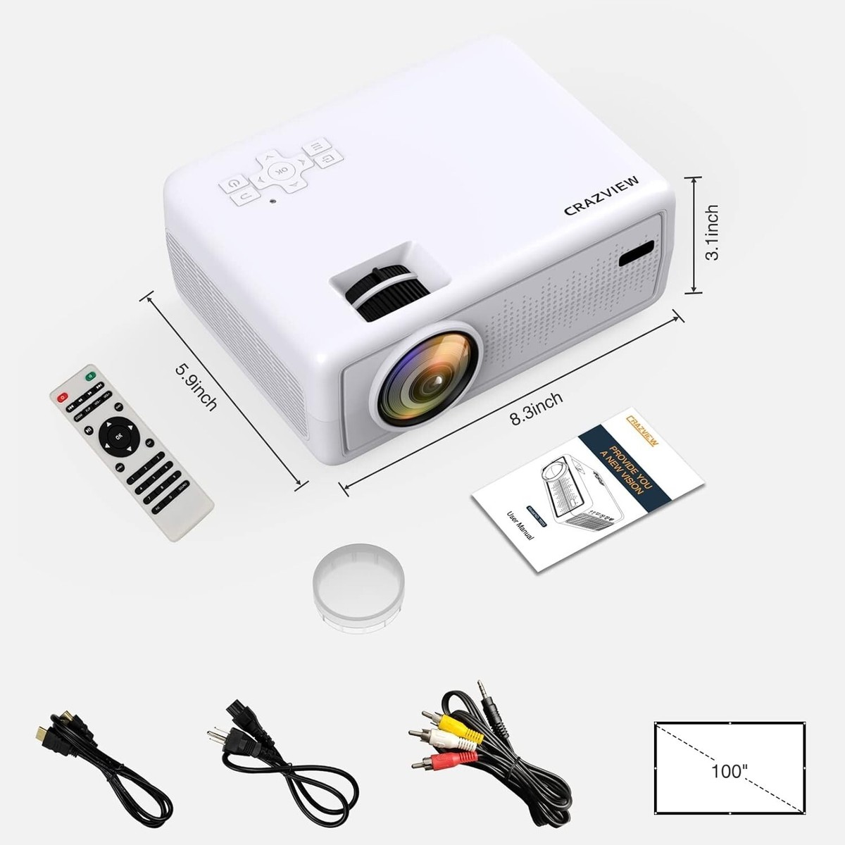 Projector, CRAZVIEW Projector WiFi Bluetooth, 7500L Mini
