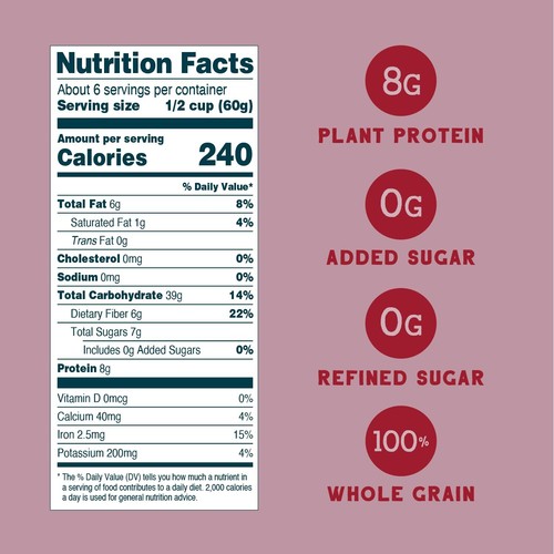 Cereal de desayuno orgánico Farmers Market muesli sin gluten 12 onzas 8 g de proteína - Imagen 3 de 5