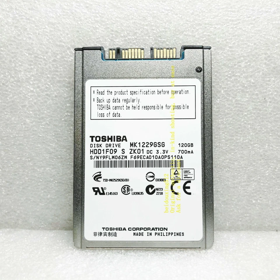 Toshiba MK1229GSG HDD1F09 120GB 5400RPM 4.57cm 1.8" 8MB SATA Hard Disk - Image 4 of 4