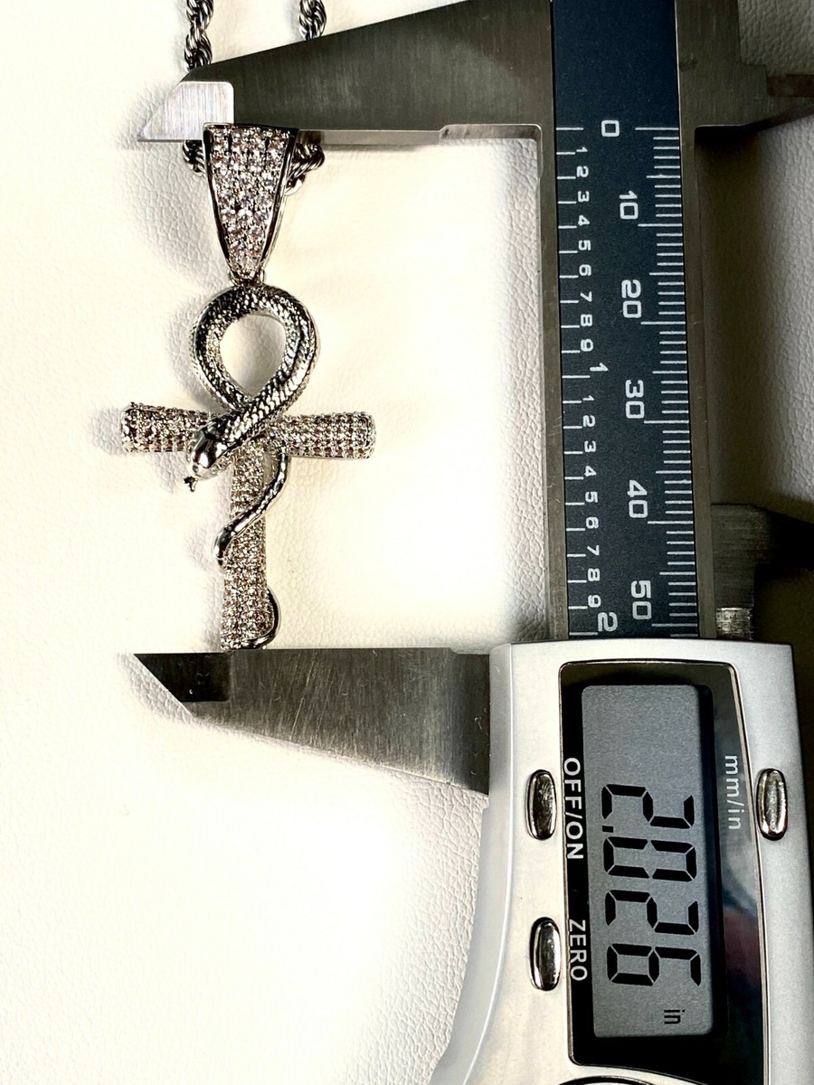 日本未入荷☆KING ICE☆The White Gold Ankh Necklace(6mm) Iced Apep and Ankh Necklace | Egypt Pieces | King Ice