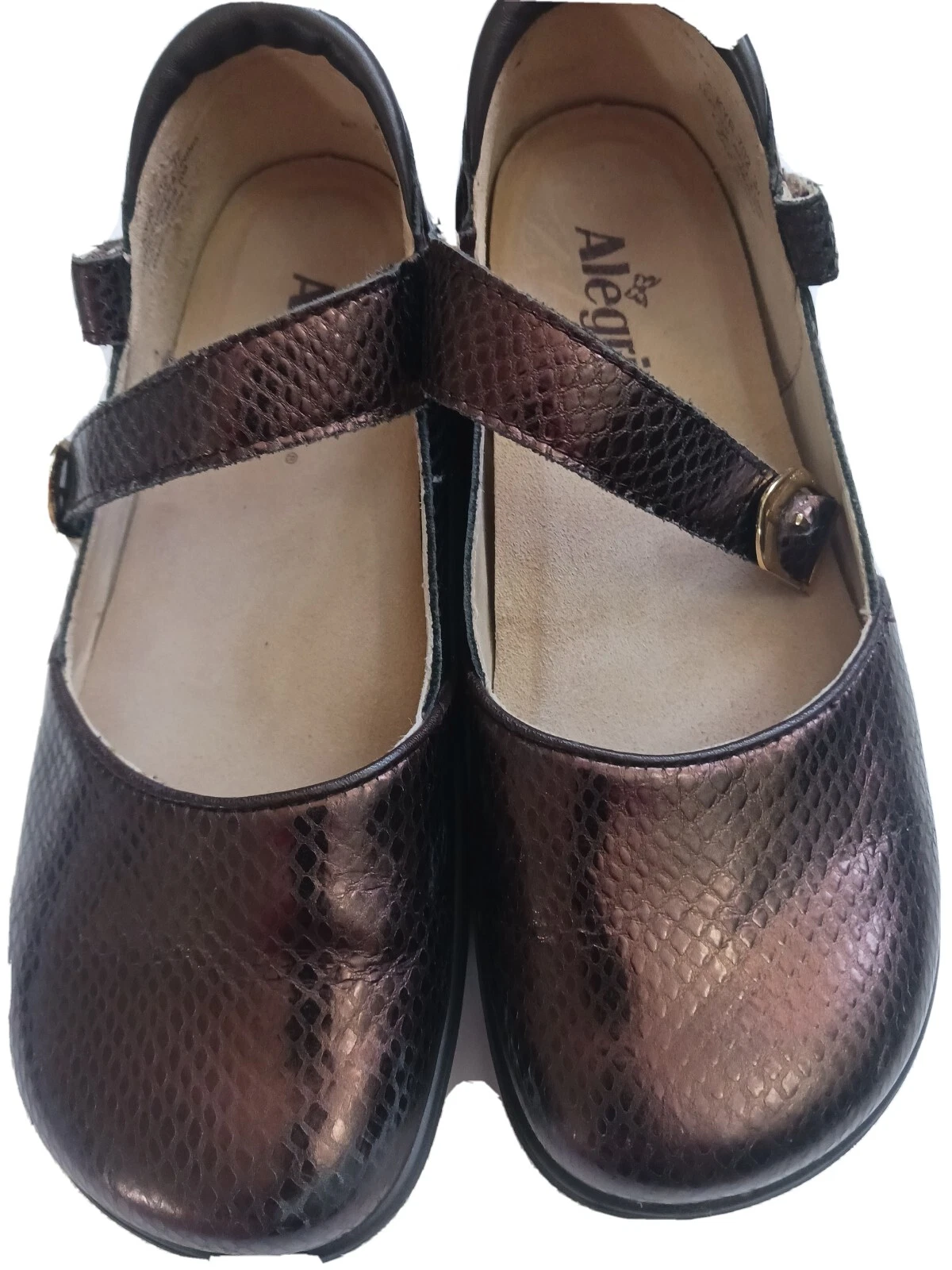 Alegria Black Comfort Shoes size 37 brown copper color