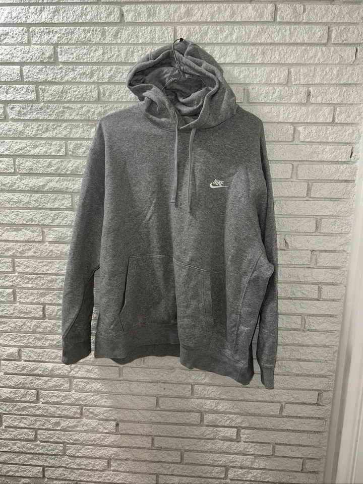 NIKE FLEECE SWEATSUIT HOODIE + PANTS JOGGERS HEATHER GREY WHITE  (SIZE 2XL) - Image 2 of 4