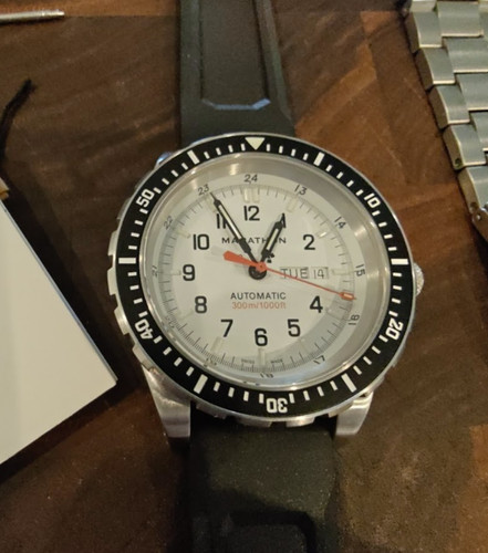 Marathon Arctic White Jumbo Day Date 46mm JDD w/ Stainless Steel Bracelet