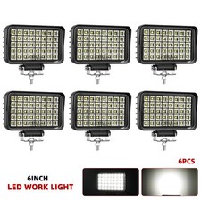 6PCS Truck Tractor LED Work Light Pods 6 Inch Flood Lamp SUV Excavator 12V 24V