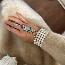 Faux Pearl Stretch Bracelet Women Bride Bridesmaid Wedding Jewelry