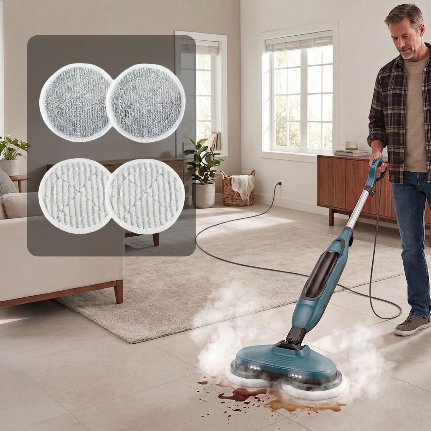 Floor Scrubber Cleaner Machine Commercial Hard Polisher Electric Mop With Steam