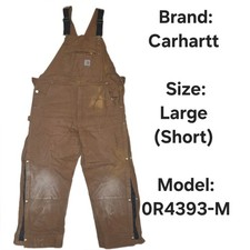 Carhartt Men's Loose Fit Firm Duck Insulated Bib Overalls OR4393-M Large Short
