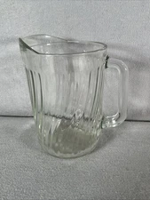 Vintage Large Heavy Glass Pitcher Curved Ribs Ribbed 2-Quart Beer Lemonade
