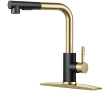 Grifo cocina negro dorado con rociador extra ble monomando 1 o 3 orificios. Acab