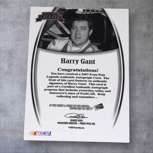 Harry Gant SKOAL BANDIT PACK PULLED signed HOFer card 2007 PRESS PASS LEGENDS #d - Picture 2 of 2