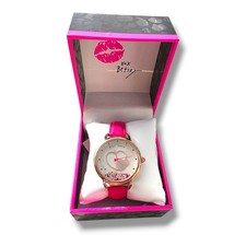 Betsey Johnson Pink Heart Watch Floating Hearts Charms NWT Box