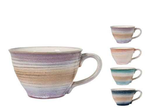 4 Tea Cups In Stoneware/Gres Java Without Plate Assorted Colors H&H | eBay