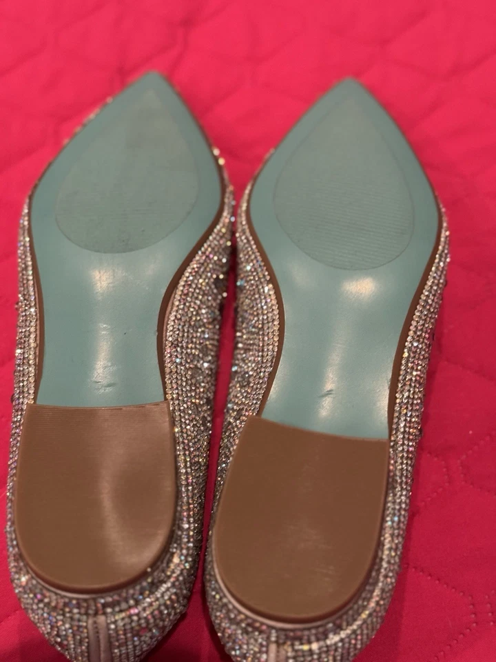 Betsy Johnson Jude Estilo Estrás Punta Plana Iridiscencente Talla 8.5M Foto 3 de 4